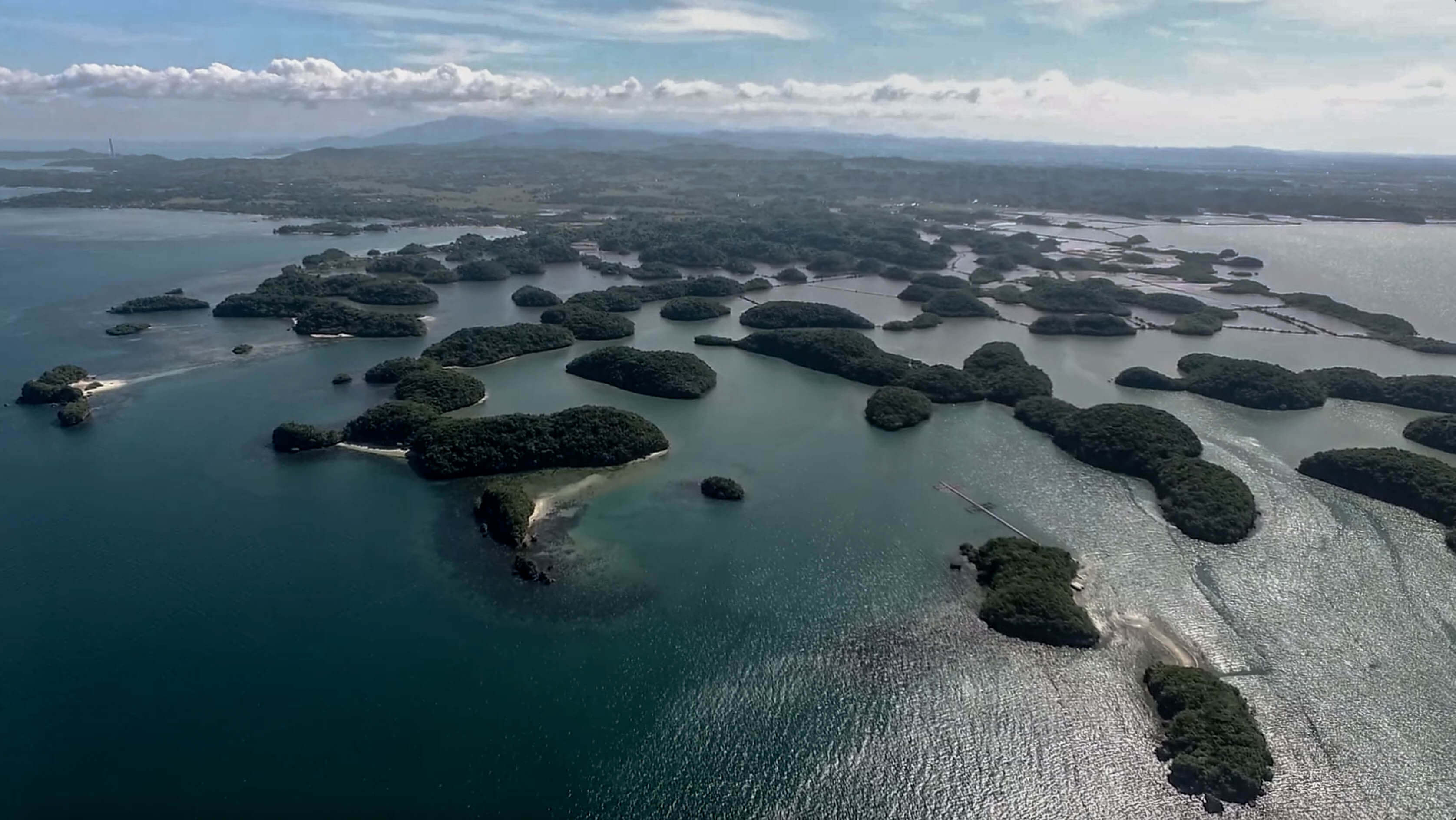 drone image of hundred islands national park in pangasinan philippines